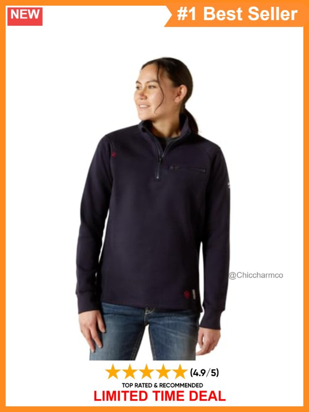 FR Fleece 1/4 Zip Pullover Long Sleeve Crew Neck Workwear Top
